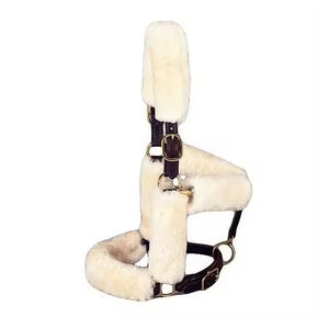 Meilleure vente licou en cuir de cheval fait à la main conception de fourrure en cuir licou de cheval couleur noire cuir couleur rose licou en fourrure de vison - Product Image 5