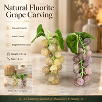 Natuurlijke fluoriet-kristal druiven carving, gepolijste edelsteen fruit ornament voor thuisdecoratie en verzameling