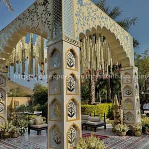 Mariages en plein air Style Jharokha Miroir Mandap Tendance Destination Événements Piliers en bois Mandapam Décorations personnalisées Configuration - Product Image 2