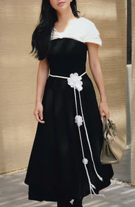 Haute couture élégante décontracté femmes robe mi-longue corbeau imprimé respirant taille naturelle pour l'automne fait Vietnam ODM Services pour - Product Image 6