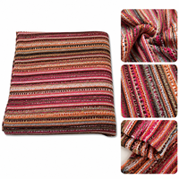 Tissu en maille ajourée multicolore 100% polyester, texture rayée, jacquard, textile pour robes, hauts et vêtements de mode pour femmes