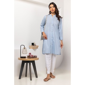 Camisa de Seda Azul Cielo con Adornos para Mujer, Cuello con Volantes Teñido Dobby, Estilo Occidental, Talla XL, para Oficina, Fiesta, Primavera y Otoño - Product Image 2