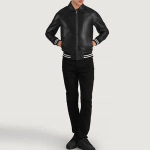 แจ็คเก็ตเวอร์ซิตี้สั่งทำขายส่ง แขนหนัง ผ้าโพลีเอสเตอร์ ระบายอากาศได้ดี สำหรับผู้ชาย แจ็คเก็ตเวอร์ซิตี้แบบเรียบไม่มีลาย - Product Image 6