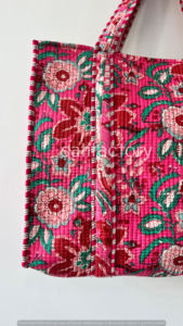 กระเป๋าโท้ทผ้าฝ้ายลายเรนโบว์สีชมพู ขนาดใหญ่ แบบเปิดปิด แฟชั่น ลายเรียบ ทำมือ สำหรับผู้หญิง - Product Image 6