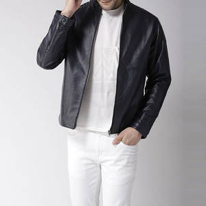 Meilleures ventes Veste en cuir coupe-vent pour hommes Dernier style Imperméable avec col montant Vente en gros - Product Image 5