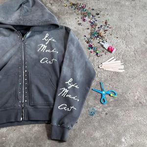 Sudadera con cremallera para hombre del fabricante personalizado 100% algodón de rizo francés tendencias de moda Sudadera con capucha con estampado de pantalla de invierno - Product Image 3