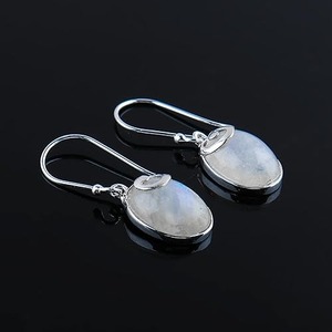 Moonstone Gemstone Drop <b>Earrings</b> 925 <b>Solid</b> Sterling <b>Silver</b> Women Girls Trendy Party Gift Jewelry - Product Image 3