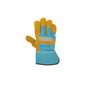 Guantes de trabajo de cuero gris dividido para hombre de alta calidad, guantes de soldadura de doble Palma, ropa de seguridad OEM - Product Image 3