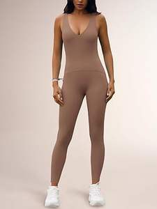 Conjunto de Yoga de dos piezas de talla grande para mujer, mono de leotardo, ajustado, transpirable, sin mangas, para gimnasio y ropa activa, traje de Yoga al por mayor - Product Image 3