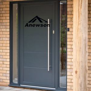 Diseño moderno de parrilla <span class=keywords><strong>Entrada</strong></span> frontal de aluminio metálico personalizado con ventanas de vidrio Puerta exterior grande de una sola hoja doble - Product Image 4