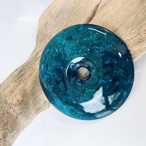 Colgante de Ámbar Azul en Forma de Donut, Amuleto Circular de Ámbar Natural para Collar - Product Image 3