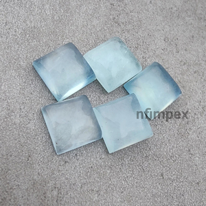 Cabochon naturel de forme carrée aqua laiteux dos plat AAA + pierres précieuses en gros calibrées de qualité, toutes les tailles disponibles - Product Image 3
