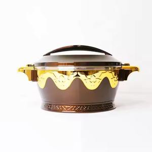 Cazuela de metal plateado con diseño de patrón floral, tazón de olla caliente elegante para cocina, comedor, mesa, uso de servicio y almacenamiento de alimentos - Product Image 5