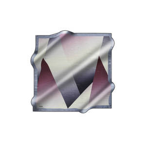 Pañuelo de Seda Satinada con Estampado Digital, Diseño Geométrico, Accesorio de Primavera/Verano - Product Image 1
