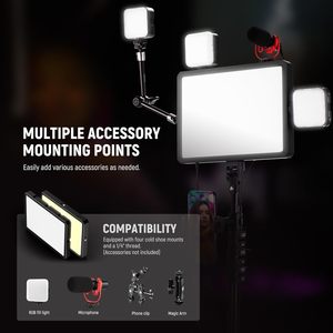 Kit d'éclairage vidéo <span class=keywords><strong>LED</strong></span> NEEWER 2 Pack avec 2 supports de 59''/150cm et 2 supports pour téléphone, 850lx/0.5m Bi-couleur 2700-6500K - Product Image 5