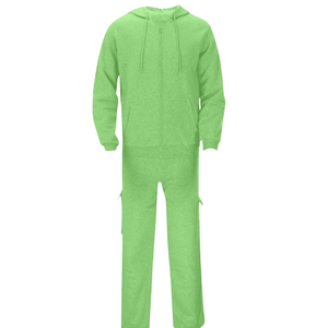 Plain Green Zipper Tracksuit Hoodie And <b>Pants</b> Set For Men <b>Women</b> Unisex Winter Warm Casual Wear Soft <b>Fleece</b> Loose Fit Oem Logo - Product Image 2