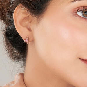 Tri Flair Gold <b>Hoop</b> Stud Earrings for Women-Trendy Geometric Diamond Accent Party Jewelry - Product Image 2