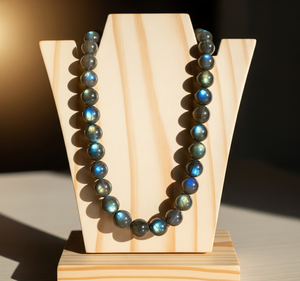 Collar de cuentas de piedra de labradorita Natural curativa con diseño anudado a mano de plata 925 de 18 pulgadas para mujer, accesorio de moda - Product Image 5