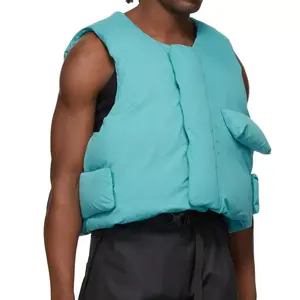 Respirant surdimensionné hommes vers le bas gilet OEM Logo personnalisé chaud coton bouffant veste gilet automne hiver haute qualité bulle gilet - Product Image 5