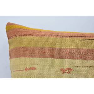 Subtle Striped Beige Wool 16x24 Inch <b>Pillow</b> Vintage Patchwork Beautifully Handicrafted <b>Pillow</b> - Product Image 2