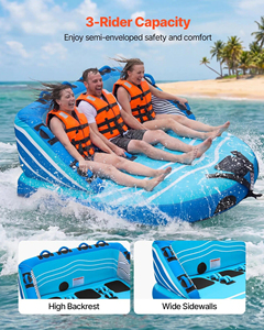 Bouée gonflable tractable pour sports nautiques, bateau pour 3 personnes, housse en nylon résistante, poignées de sécurité - Product Image 2