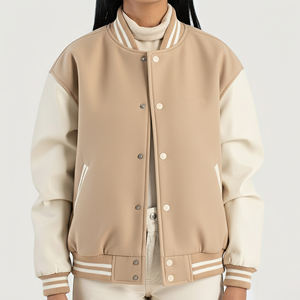 Custom Logo High Quality <b>Women's</b> <b>Varsity</b> <b>Bomber</b> <b>Jacket</b> 100% Wool Fleece Dyed with Pearls 2 Tone Eco-Friendly College Letterman - Product Image 6