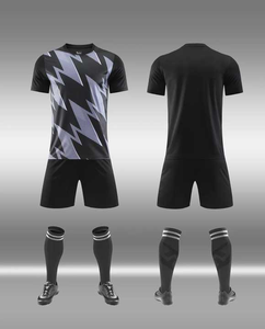 Latest High Quality 100% Cotton Quick Dry White Black Soccer Uniform for Adult Men's Football Full <b>Set</b> <b>on</b> Sale - Product Image 1
