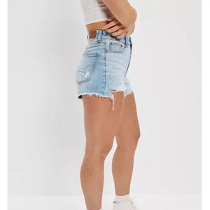 Venta al por mayor de pantalones cortos de mezclilla de verano para mujer de cintura alta Simple adelgazante suelto pierna ancha A-Line pantalones calientes - Product Image 3