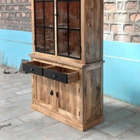 Armoire de salon en bois de manguier massif, style farmhouse moderne, faite à la main, durable, écologique, recyclable, grande capacité, style antique