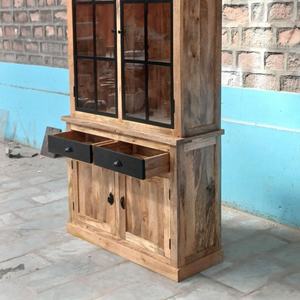 Vitrina Moderna de Madera de Mango Maciza Estilo Granja |   Muebles de Estilo Industrial para Sala de Estar |   Puertas Corredizas Ecológicas para Armario - Product Image 5