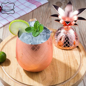 Tasse de bar debout gobelet d'ananas en acier inoxydable fantaisie avec paille en cuivre pour boire un cocktail - Product Image 3