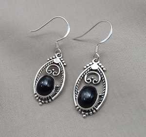 <b>Black</b> Onyx Sterling Silver Gold Plated Stud <b>Earrings</b> Vintage Boho Handmade Gemstone Jewelry Elegant Anniversary Gift <b>for</b> <b>Women</b> - Product Image 4