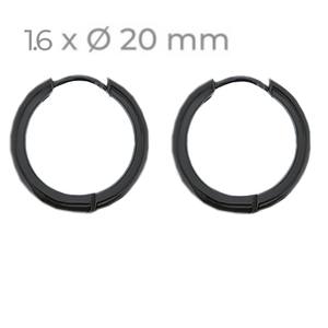 Orecchini a Cerchio Neri alla Moda 1,6 X 20 mm con Chiusura a Cerniera 1 Paio - Product Image 1