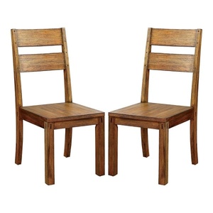 เก้าอี้รับประทานอาหารไม้เนื้อแข็งแบบชนบทที่มีการออกแบบแนวนอนด้านหลังและไม้โอ๊คที่อบอุ่นเหมาะสำหรับการรับประทานอาหารสไตล์บ้านไร่หรือบ้านพัก - Product Image 2