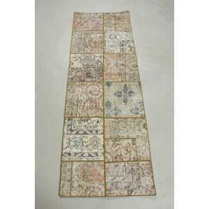 Vintage 2.1x6.3 ft Rug, Runner Turkish Rug, <b>Brown</b> Blue Southwestern <b>Wool</b> Rug - Product Image 1