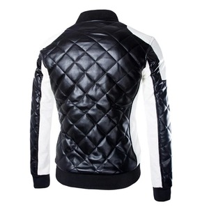 Veste en cuir d'hiver sur mesure de haute qualité en gros, logo frontal, streetwear écologique, col montant, PU noir et blanc, tailles M-5XL - Product Image 4