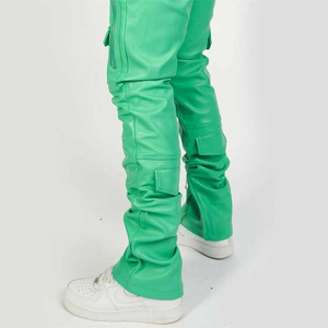 Pantalons en simili cuir pour homme, coupe évasée, nouvelle collection, élégants, avec fermeture éclair latérale et poches sur le devant - Product Image 6