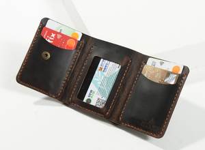 Femme portefeuille à trois volets en cuir véritable pochettes motif paume porte-carte LTW-0013C - Product Image 2