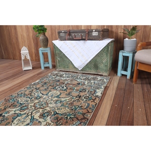 Alfombra Turca Vintage, Alfombra de 3.1x6.2 pies, Alfombra Geométrica con Detalles en Marrón - Product Image 5