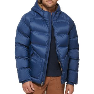 Veste matelassée en nylon marron pour homme 2025, vente en gros, col montant, hiver, capuche, rembourrage en duvet de canard, veste matelassée à bulles, livraison DDP - Product Image 1