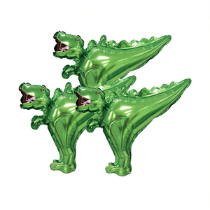 Globo de Dinosaurio de Papel de Aluminio Verde 38X40Cm Decoración para Fiestas Bolsa de 12 Piezas - Product Image 2