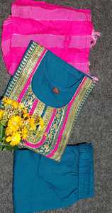 Ensemble Kurti de 3 pièces pour femmes, broderie rayonne, style indien, Salwar Kameez, fête ethnique, vêtements pour femmes, y compris pantalon Kurta - Product Image 6