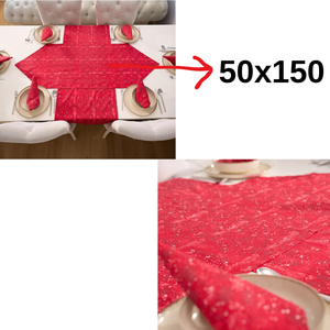 Ensemble de chemins de table 2 pièces 100% coton avec 1 chemin triangulaire 50x150cm et 1 chemin rectangulaire 50x150cm décoratif - Product Image 4