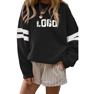Sudaderas de Cuello Redondo a Rayas con Lavado Ácido para Mujer, Tops Casuales de Manga Larga, Cómodas, de Alta Calidad, 100% Algodón - Product Image 1