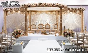 Mandap de mariage en bois de style Maharaja gujarati, très vendu, qualité supérieure, piliers sculptés, cadre de mandapam pour événements, Mexique - Product Image 4