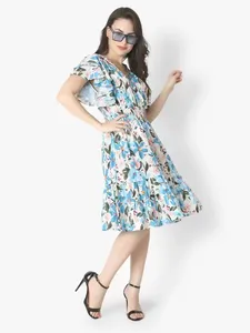 Femmes été sans manches robe courte décolleté plongeant Floral impression numérique décontracté Floral Western élégant nouveau Design naturel - Product Image 5