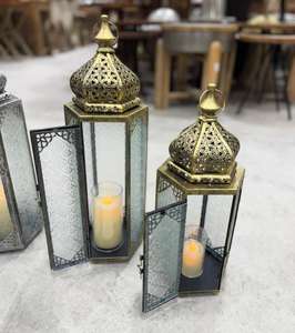 Lanterne à bougie marocaine argentée mate de luxe Support de décoration pour la maison et le mariage avec caractéristique de candélabre de Noël - Product Image 6