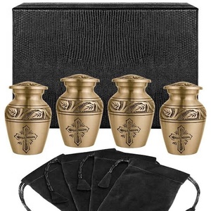 Recién llegado, urna de recuerdo de Metal negro y dorado de estilo americano, acabado personalizado con grabado fino para uso funerario humano - Product Image 5