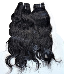 Extensions de cheveux humains, mèches ondulées tissées avec cheveux bruts tempe - Product Image 1