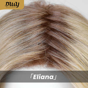 Eliana-DWY <b>Short</b> Rooted Blonde Synthetic <b>Wig</b> with Transparent Mono Lace Front Free Part - Product Image 6